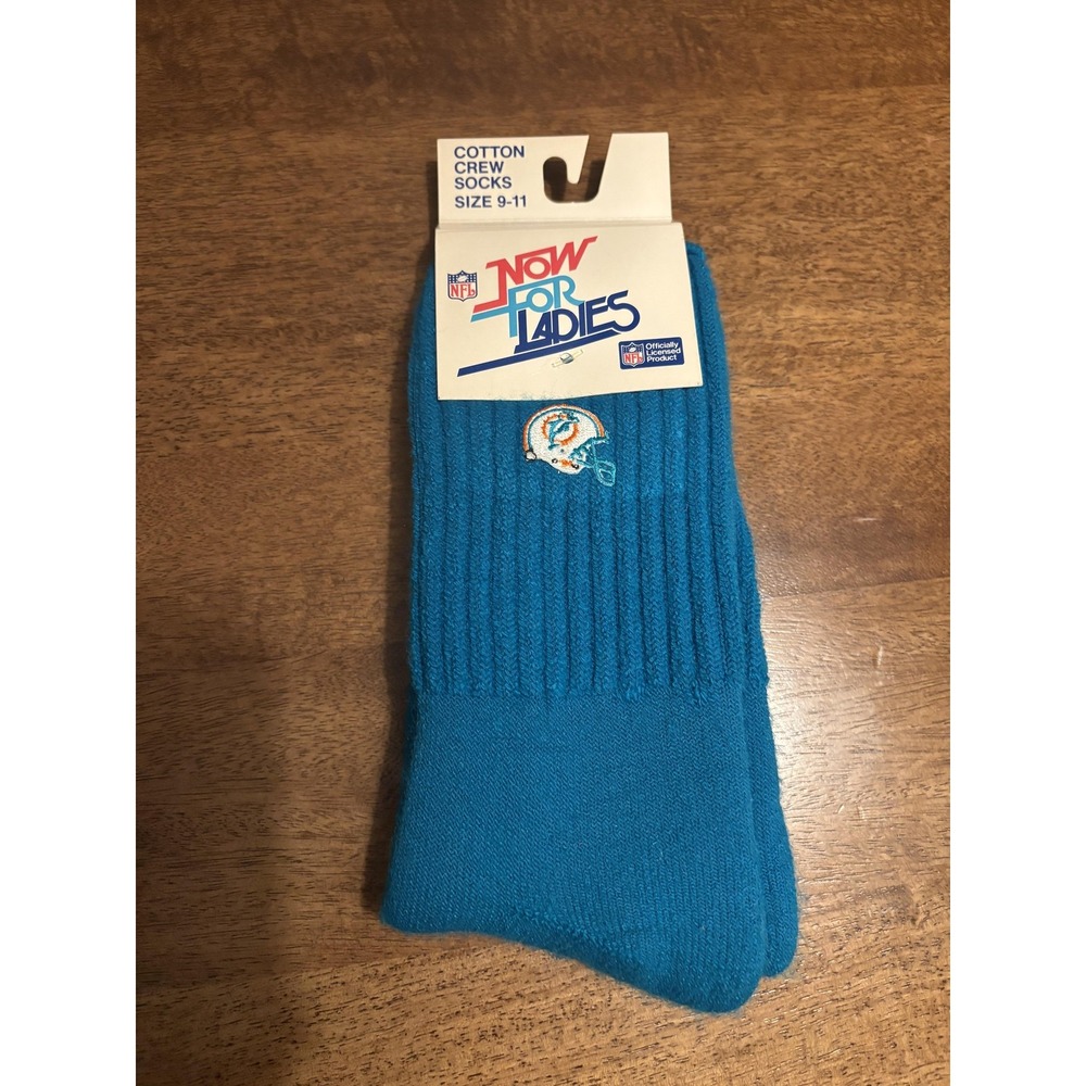 Vintage Miami Dolphins Socks Womens One Size Blue NFL Football Pine Hosiery USA